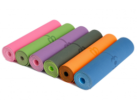Non Slip Double Layer Eco Friendly TPE Yoga Mat Yoga Pilates 6MM Textured Surface Yoga With Position Line