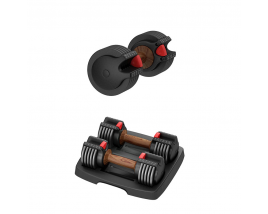 A Pair Weight Lifting Adjustable Dumbbell 6.6KGS 15LBS With Wooden Handle