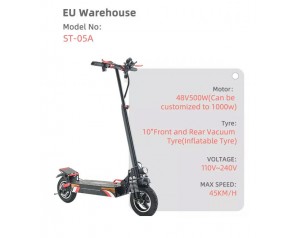 Electric scooter two wheel foldable lithium battery 48V 500W brushless motor oversea EU warehouse