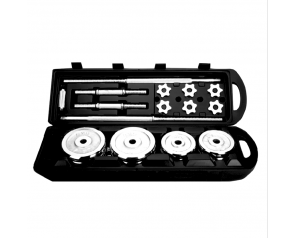 Hot sale household body building 50kg Adjustable Chromed Barbell Dumbbell Set With Plastic Case