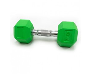10kg Hex Dumbbell Coloful Rubber Coated Hexagon Chrome-Plated Handle Eco-Friendly