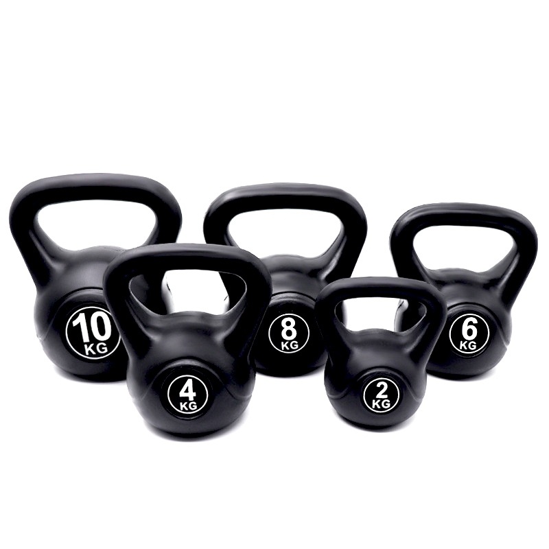 Gym Equipment Black Plastic Kettle Bells Cement Kettlebell Sport PE