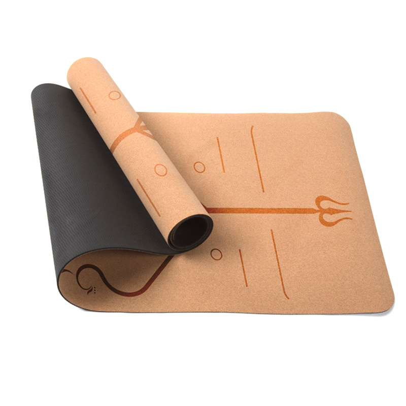 Soft Custom 5mm Cork Yoga Mat Yoga Pilates Pad Anti-slip Exercise Fitness Eco Friendly Yoga Mat with Position Line