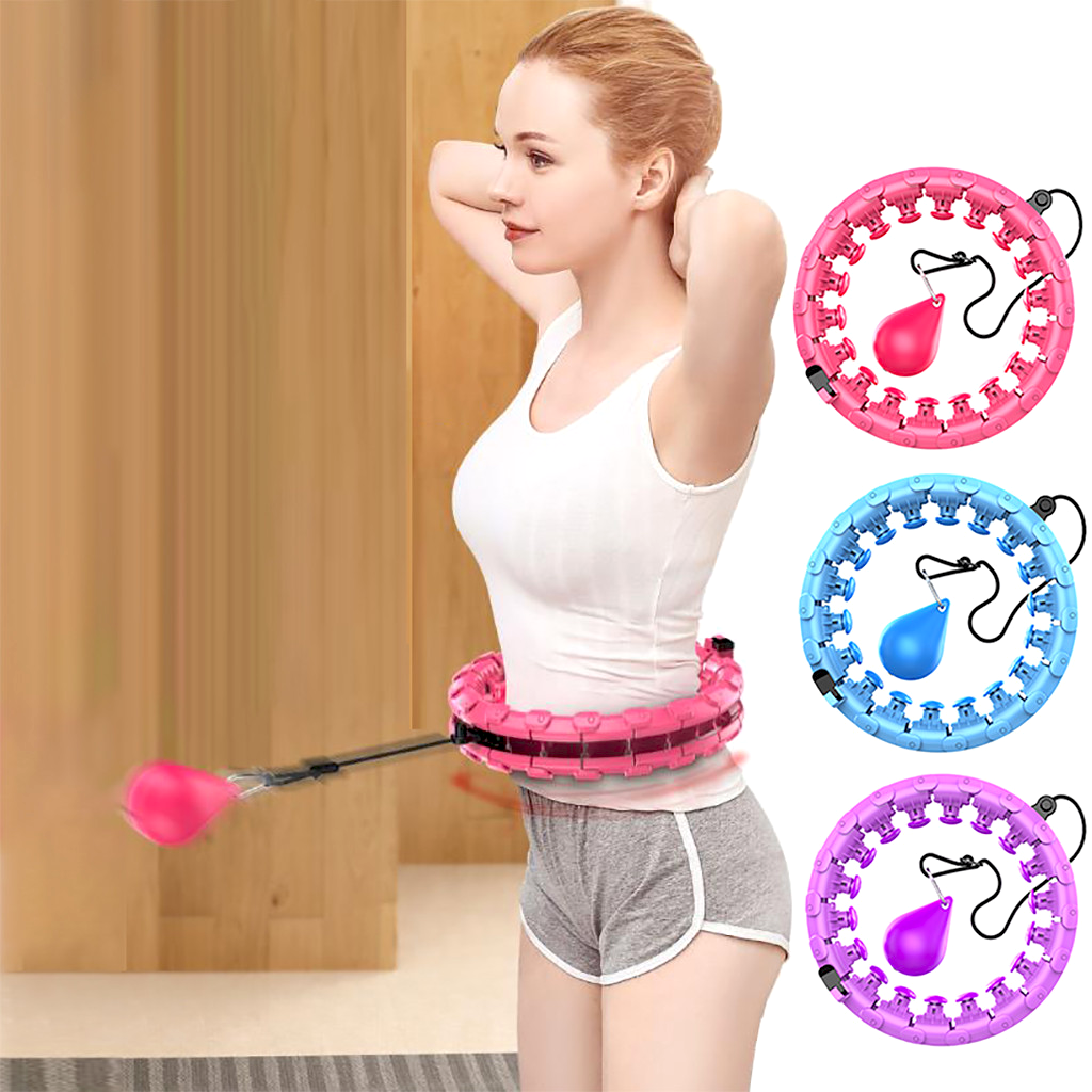 Factory 24knots Smart Weighted Hula Hoop Fitness Detachable Adjustable Loss Weight Hula Hoop with Exercise Ball Auto-Spinning