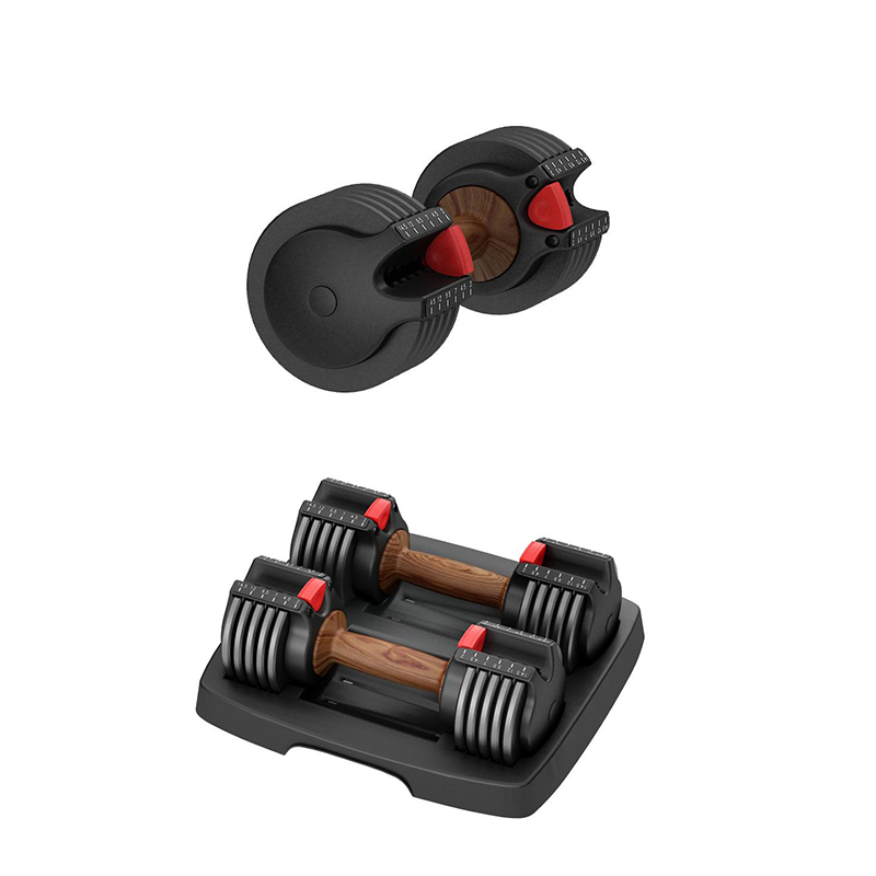 A Pair Weight Lifting Adjustable Dumbbell 6.6KGS 15LBS With Wooden Handle