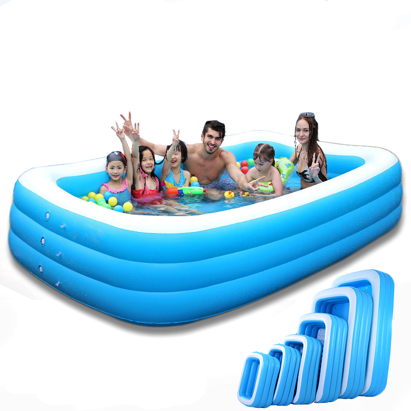 Inflatable Water Park Rectangle Blue Swimming Pool With Large Size 305x180x60cm