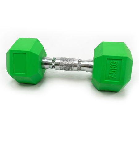 10kg Hex Dumbbell Coloful Rubber Coated Hexagon Chrome-Plated Handle Eco-Friendly